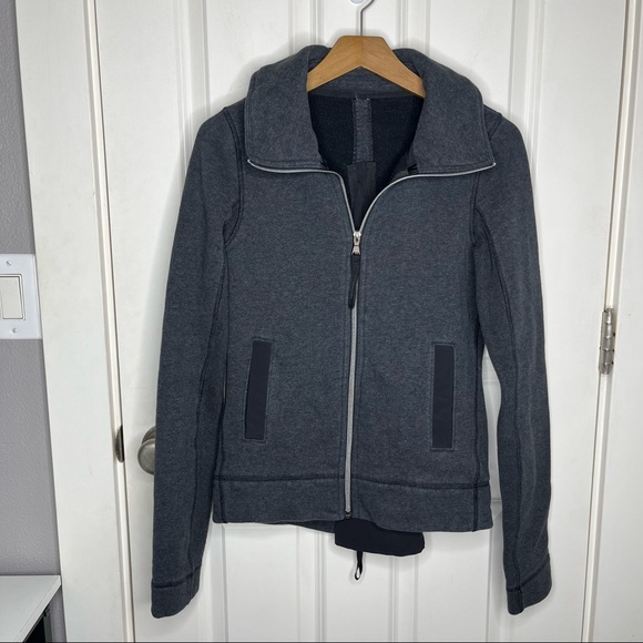 Lululemon En Route Heathered Black Zip Up High Collar Jacket Size 6 - Picture 4 of 11
